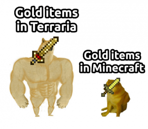 Items in Terraria vs items in Minecraft memes